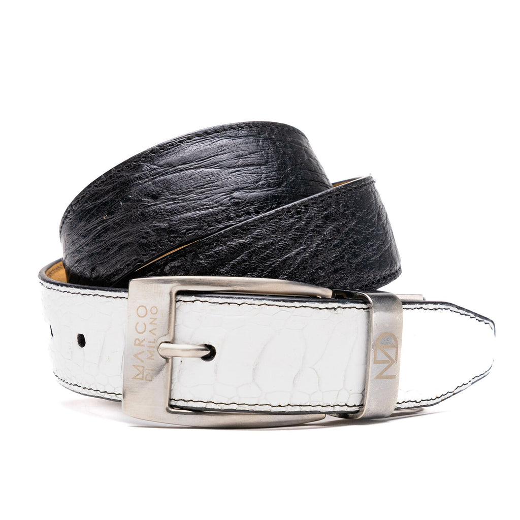 Alessio Belt // Ostrich // White/Black