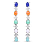 4.40 Carat Genuine Multi Stone .925 Sterling Silver Earrings