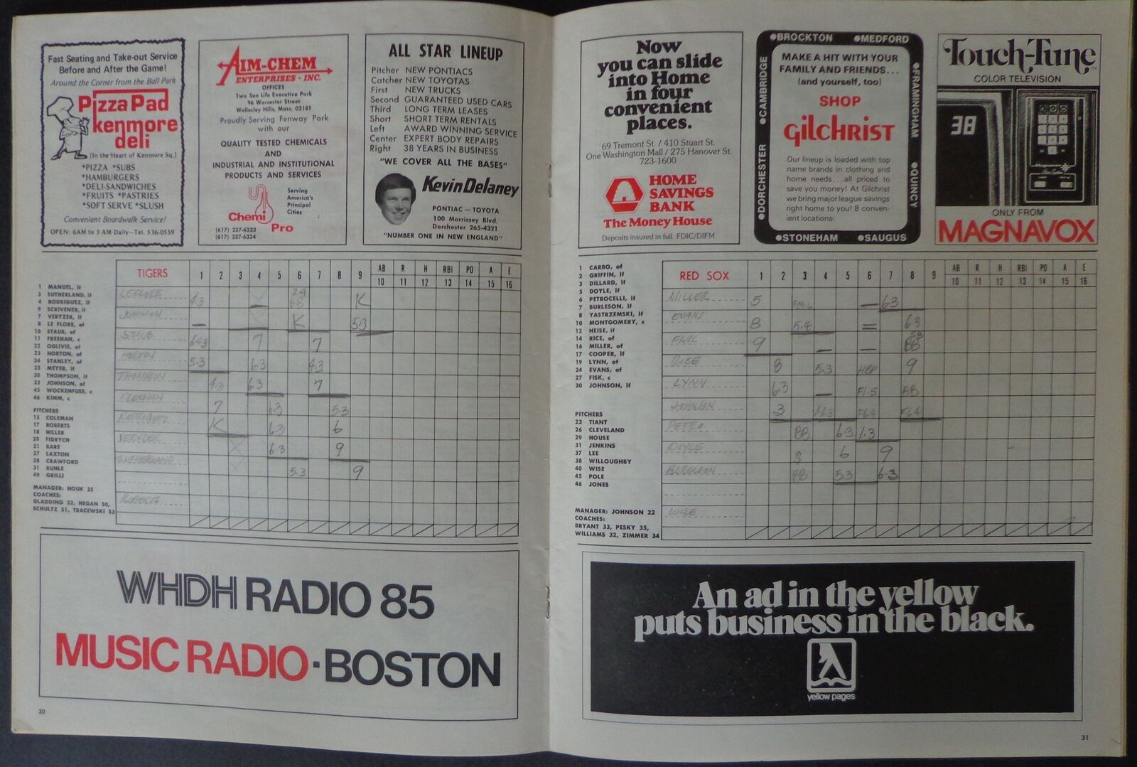 1976 Boston Red Sox vs. Detroit Tigers Baseball Game Program 177667