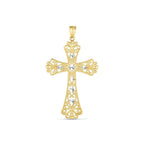 14k Two Tone Gold High Polish Diamond Cut Cross Pendant