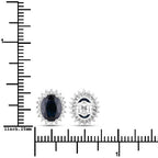 3.32 Carat Genuine Blue Sapphire and White Diamond 14K White Gold Earrings