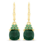 4.50 Carat Dyed Emerald and Emerald .925 Sterling Silver Earrings