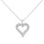 .925 Sterling Silver 1.00 Cttw Lab-Grown Diamond Open Heart Pendant Necklace (F-G Color, VS1-VS2 Clarity) - 18" Inches