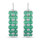 2.40 Carat Genuine Emerald .925 Sterling Silver Earrings