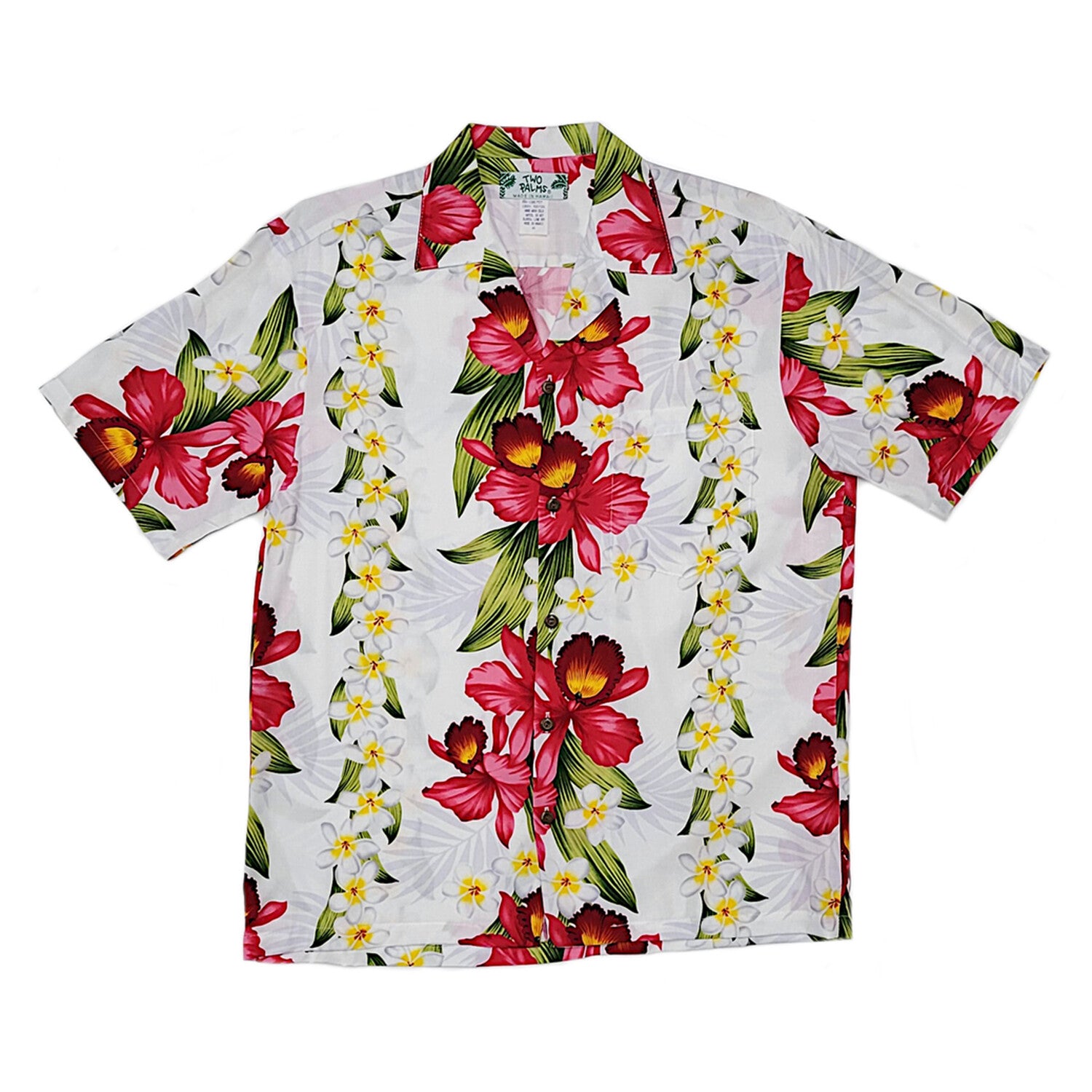 Plumeria Orchid Panel Shirt // White