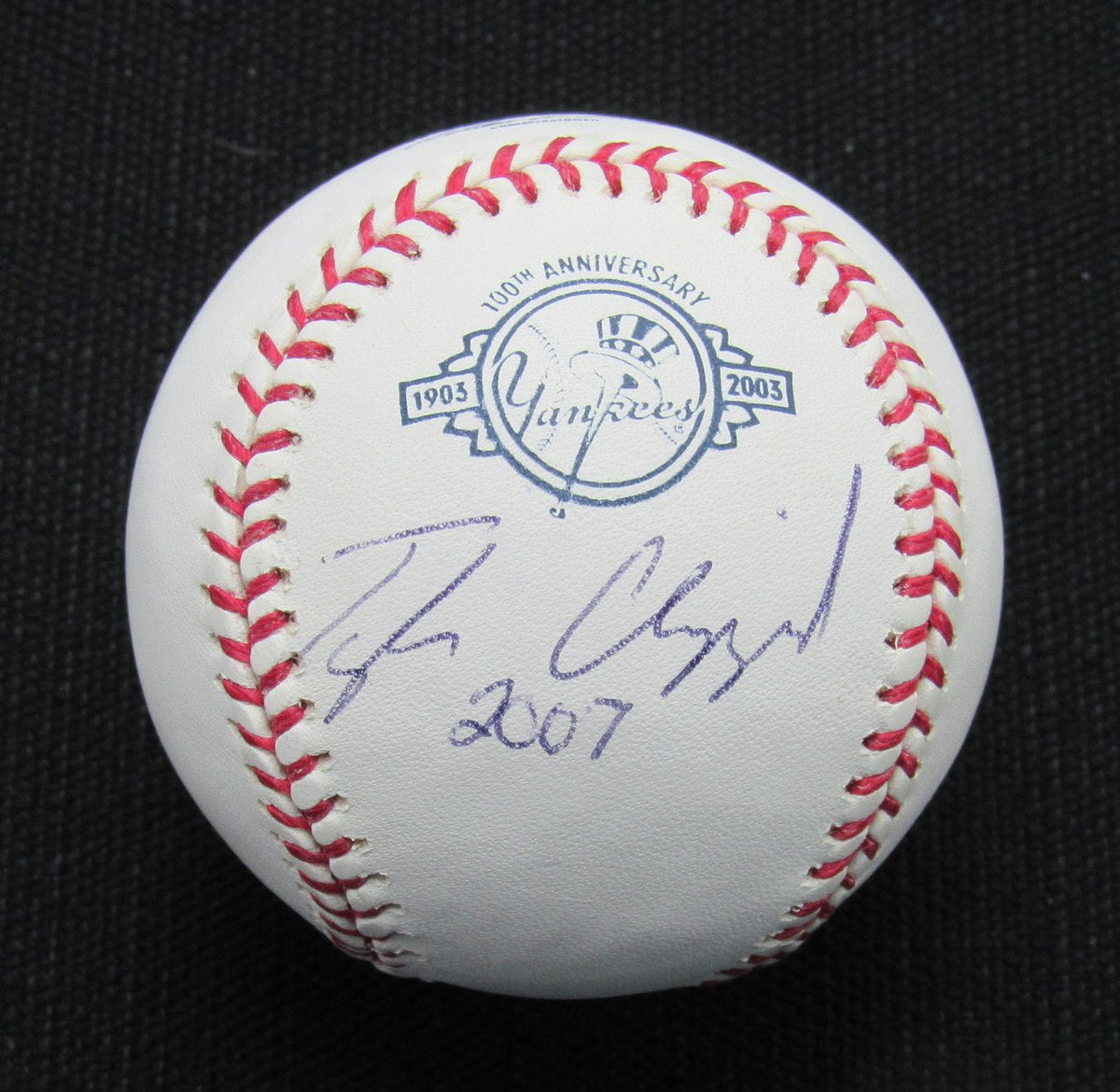 Tyler  Clippard Signed/Auto Yankees 100th OML Baseball JSA Inscr 186865