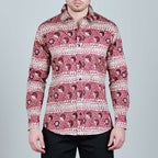 Buffalo Bill Bandana Long-Sleeve Button-Down Shirt // Red