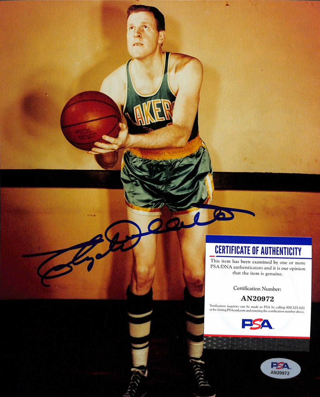 Clyde Lovellette HOF Signed/Auto 8x10 Photo Los Angeles Lakers PSA/DNA 189056