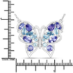 3.60 Carat Genuine Tanzanite and Swiss Blue Topaz .925 Sterling Silver Necklace