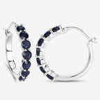 2.66 Carat Genuine Blue Sapphire .925 Sterling Silver Earrings
