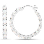 2.05 Carat Genuine Created Opal .925 Sterling Silver Earrings