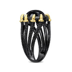 6ct TGW Black Agate Split-Shank Ring // Plated Sterling Silver + Black Rhodium Plating