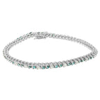 14K White Gold 4 5/8 Cttw Alternating White and Blue Diamond Martini Set Tennis Bracelet (H-I Color, I1-I2 Clarity) - 7" Inches