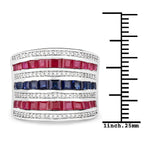 3.36 Carat Genuine Multi Stones .925 Sterling Silver Ring