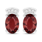 1.35 Carat Genuine Pink Tourmaline and White Diamond 14K White Gold Earrings