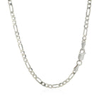 3.0mm 14k White Gold Solid Figaro Chain