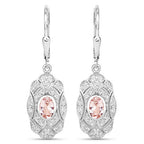 1.04 Carat Genuine Morganite and White Topaz .925 Sterling Silver Earrings