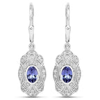 1.12 ct Genuine Tanzanite and White Topaz .925 Sterling Silver Earrings
