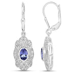 1.12 ct Genuine Tanzanite and White Topaz .925 Sterling Silver Earrings