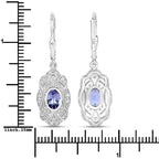 1.12 ct Genuine Tanzanite and White Topaz .925 Sterling Silver Earrings
