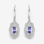 1.12 ct Genuine Tanzanite and White Topaz .925 Sterling Silver Earrings