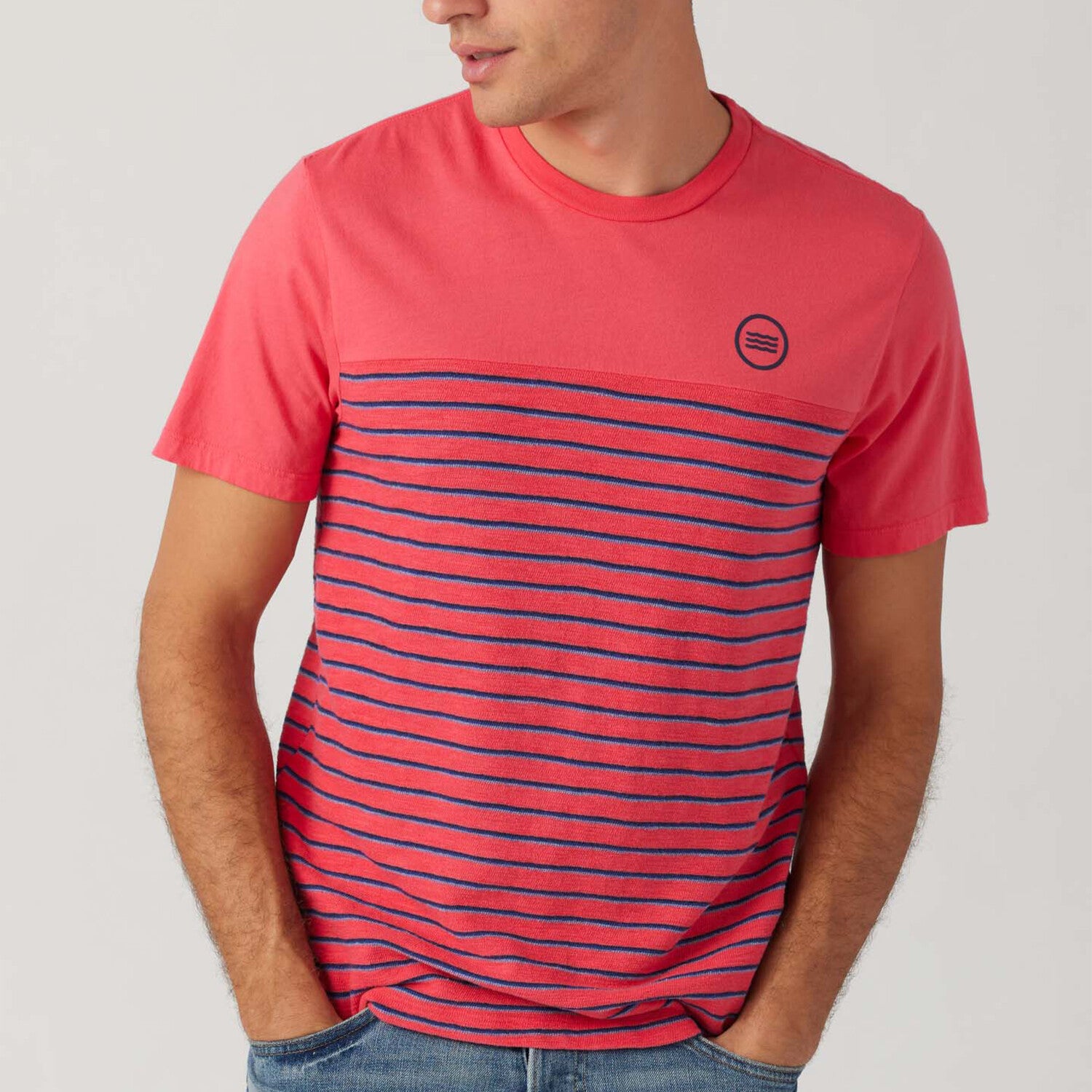Capri Stripe Yolk Crew // Red