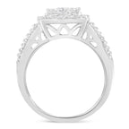10K White Gold Diamond Cluster Ring (1 Cttw, H-I Color, I1-I2 Clarity) - Size 6-3/4