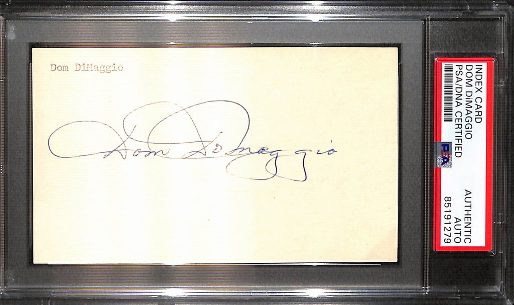 Dom DiMaggio Signed/Auto 3x5 Index Card Boston Red Sox PSA/DNA 187237