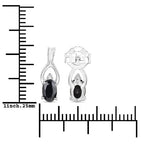 14K White Gold Plated 1.11 Carat Genuine Black Sapphire and White Diamond .925 Sterling Silver Earrings