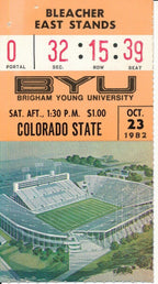 1982 BYU vs. Colorado State Football Game at BYU Steve Young Ticket Stub 148462