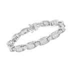 14K White Gold 5.0 Cttw Princess Cut Diamond Invisible Set Alternating Size D Shaped Links Tennis Bracelet (H-I Color, SI2-I1 Clarity) - 7â€