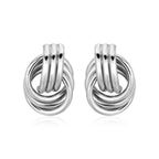 Polished Love Knot Earrings with Interlocking Rings in Sterling Silver