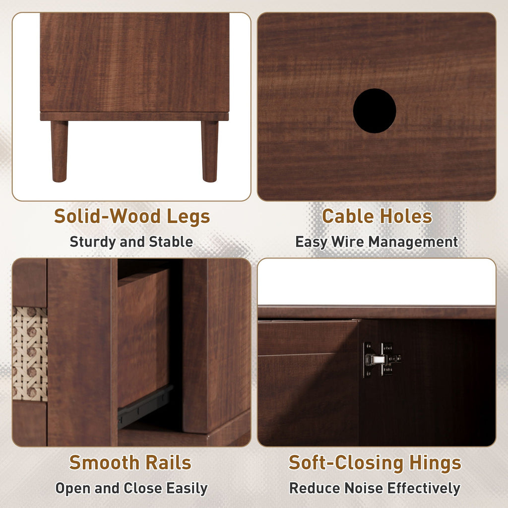 TV Stand, Media Console With 4 Drawers - Dark Brown