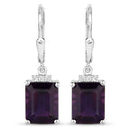 6.63 Carat Genuine Amethyst .925 Sterling Silver Earrings
