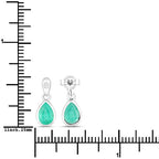 1.35 Carat Genuine Zambian Emerald and White Diamond 10K White Gold Earrings