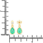 1.35 Carat Genuine Zambian Emerald and White Diamond 14K Yellow Gold Earrings