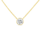 10K White Gold 1/10 Carat Round Brilliant-Cut Diamond Modern Bezel-Set Solitaire 16"-18" Pendant Necklace (H-I Color, SI2-I1 Clarity)
