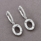 0.32 Carat Genuine White Diamond 14K White Gold Semi Mount Earrings - holds 8x6mm Oval Gemstones