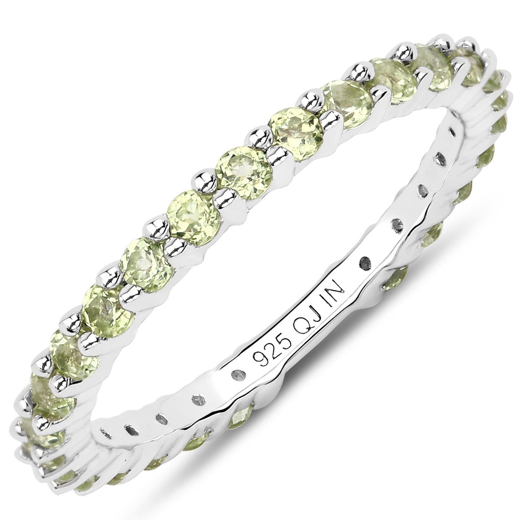 0.91 Carat Genuine Peridot .925 Sterling Silver Ring