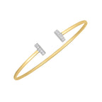 14k Two Tone Gold Diamond Tee Bar Bangle (2.00 mm)