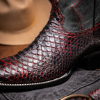 Western Collection Missouri // Python Leather Cowboy Boot // Black Cherry