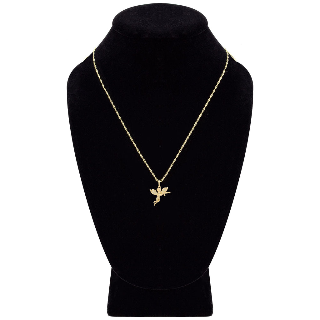 Guardian Angel Cubic Zirconia Pendant 14K Gold Filled Necklace Set