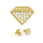 Diamond Cubic Zirconia Earrings 14K Gold Filled Hip Hop Stud Jewelry Women