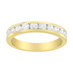 IGI Certified 18K Yellow Gold 1.0 Cttw Channel Set Round-Cut Diamond 11 Stone Anniversary/Wedding Band Ring (I-J Color, I1-I2 Clarity) - Size 9.5