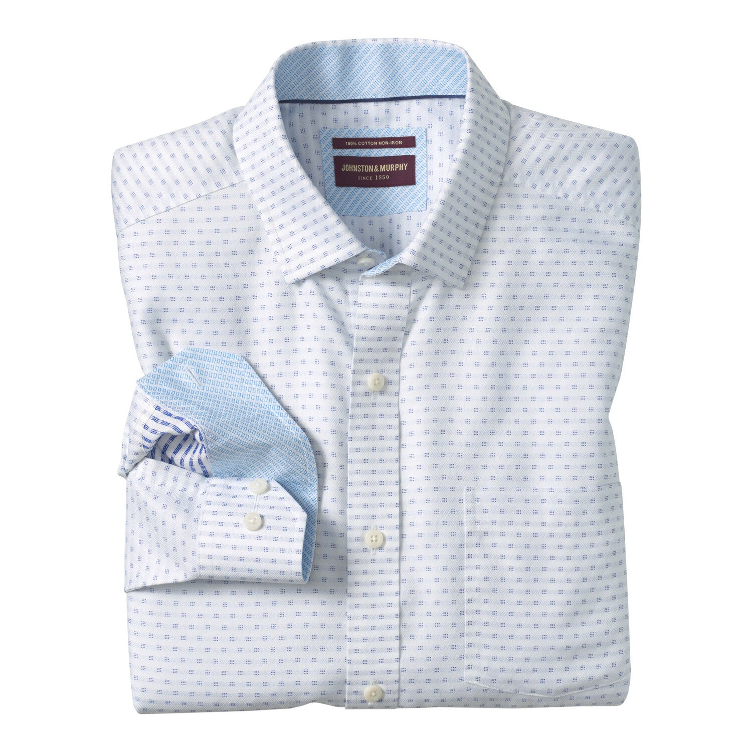 Ovation Non-Iron Dress Shirt // White/Navy Tonal Diamond