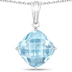 11.10 Carat Genuine Blue Topaz .925 Sterling Silver Pendant
