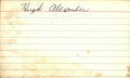 Hugh Alexander Cleveland Indians d.2000 Signed/Autographed 3x5 Index Card 162703