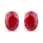 1.70 Carat Genuine Ruby 14K Yellow Gold Earrings