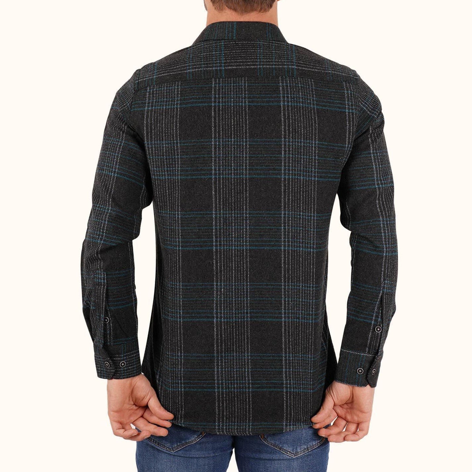 Plaid Flannel Button-Up Shirt // Black