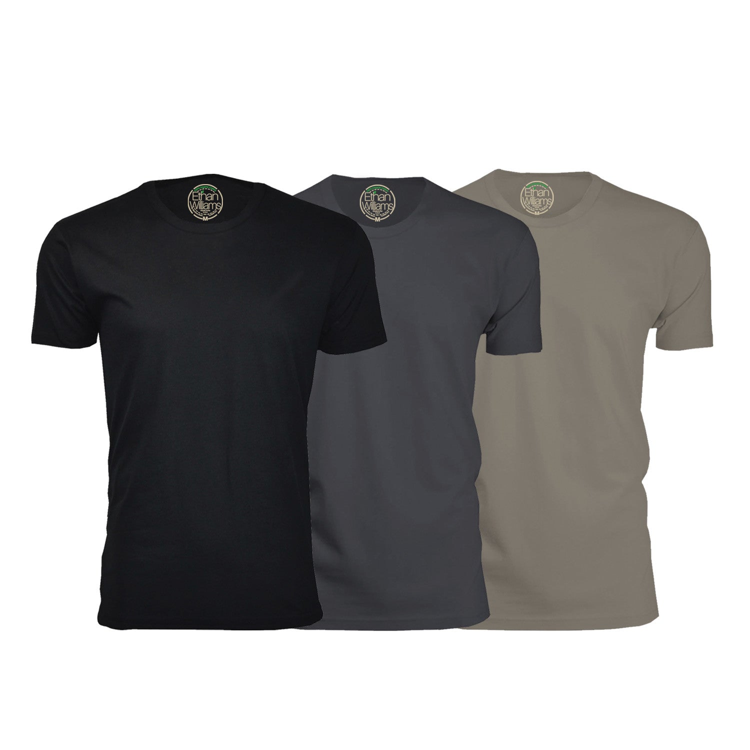 Semi-Fitted Crew Neck T-Shirt // Black + Heavy Metal + Warm Gray // Pack of 3